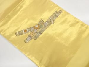 横笛に花葉模様刺繍名古屋帯